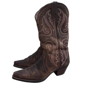Ariat Women's Distressed Brown Leather Western Snip Toe Boots 10014272 Size 7B